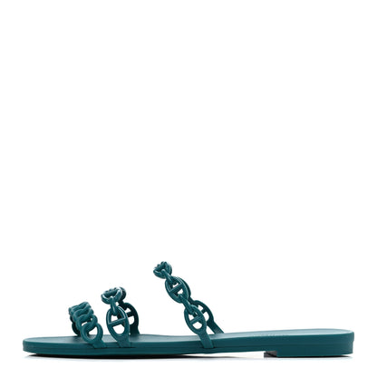 Hermes Rubber Chaine d'Ancre Rivage Sandals 38 Vert d'Ete 1 of 4