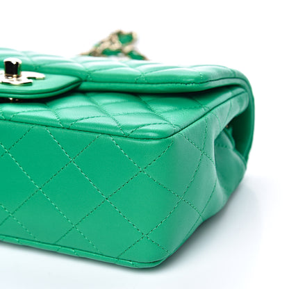 Chanel Lambskin Quilted Mini Rectangular Flap Green 9 of 9