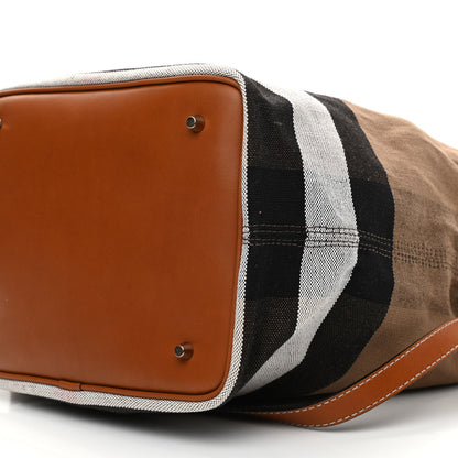 Burberry Canvas Mega Check Medium Ashby Hobo Saddle Brown 10 of 12