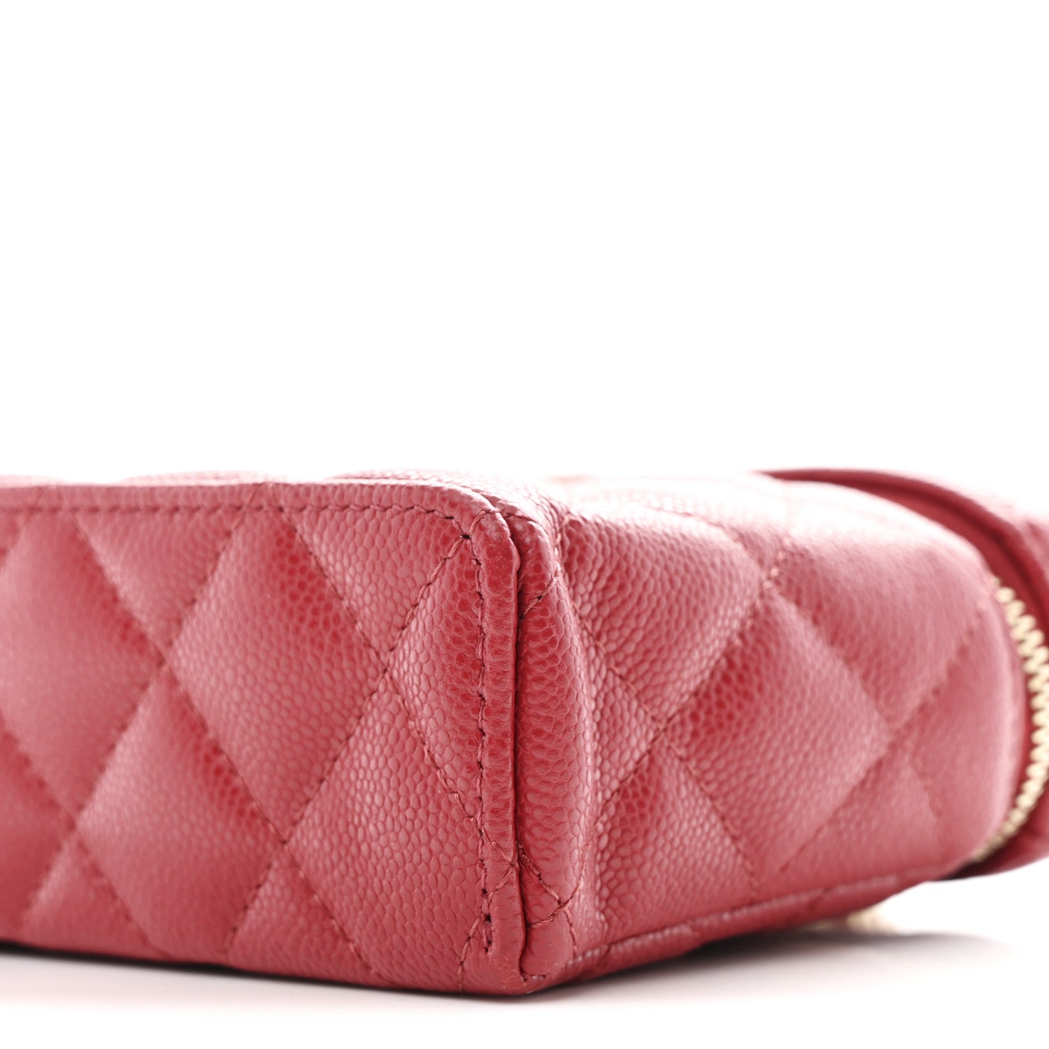 Chanel Caviar Quilted Top Handle Slim Vanity With Chain Red 10 of 11
