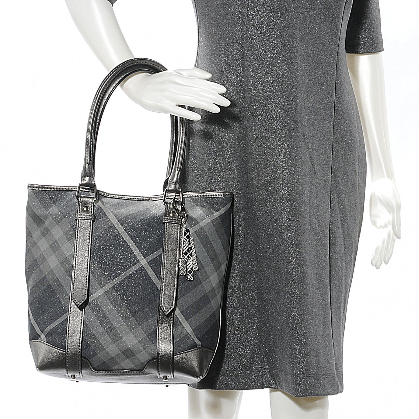 Leather Shimmer Check Tote
