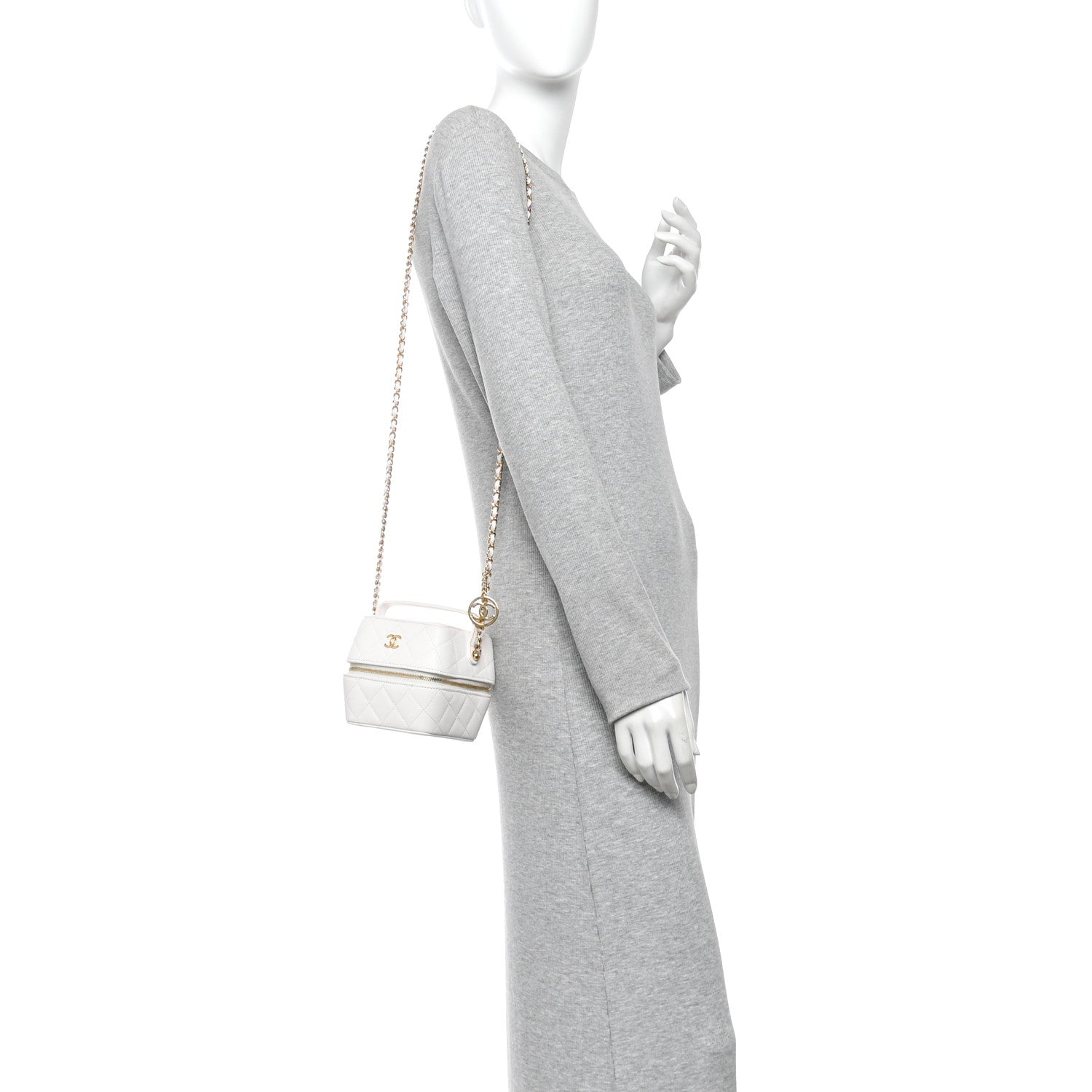 Chanel Caviar Quilted Vanity With Chain White 2 of 10
