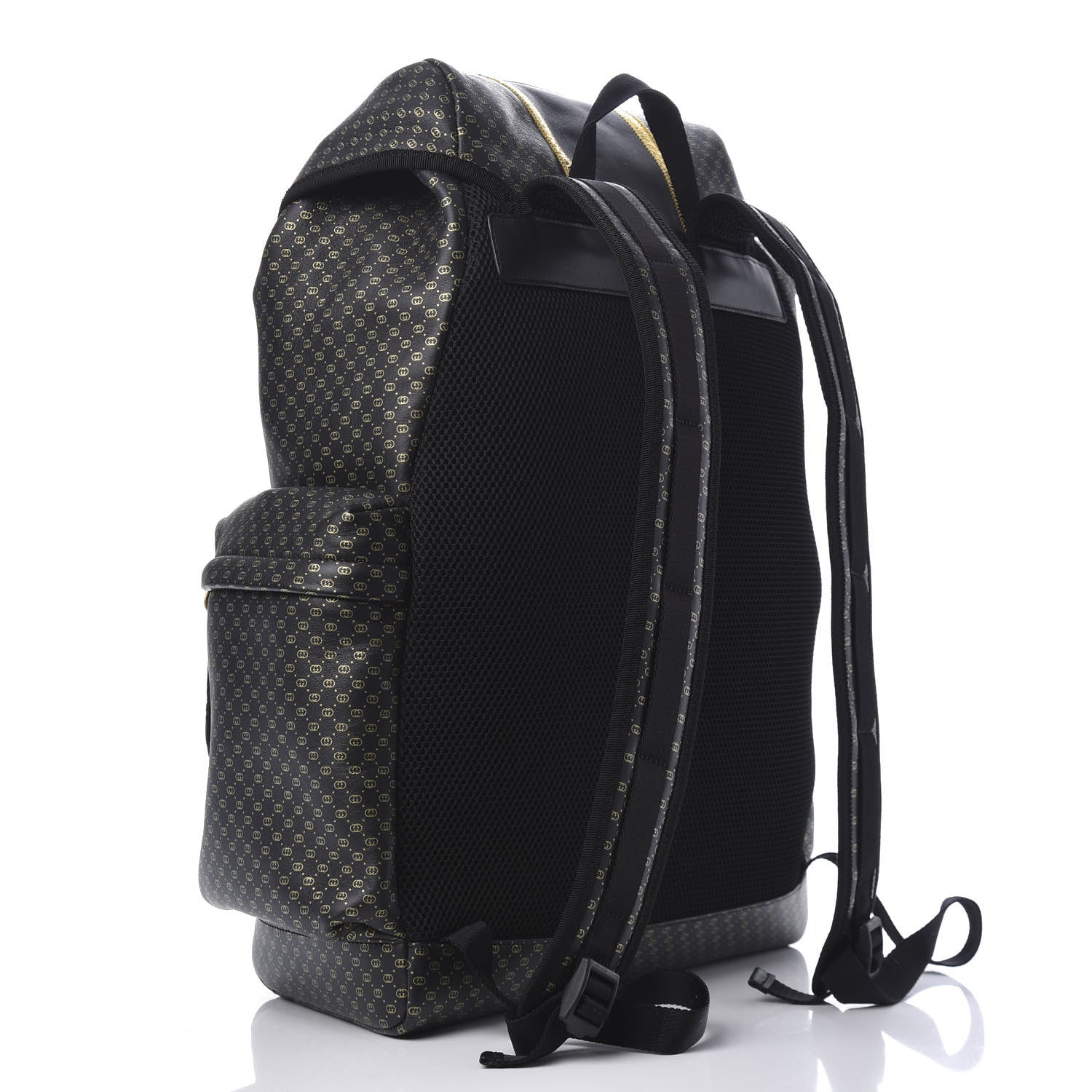 Gucci X DAPPER DAN Calfskin Laminated Ayers GG Micro Monogram Double Buckle Backpack Black Gold 2 of 19