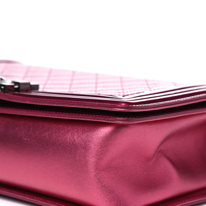 Chanel Metallic Patent Quilted New Medium Boy Flap Fuchsia 7 of 9