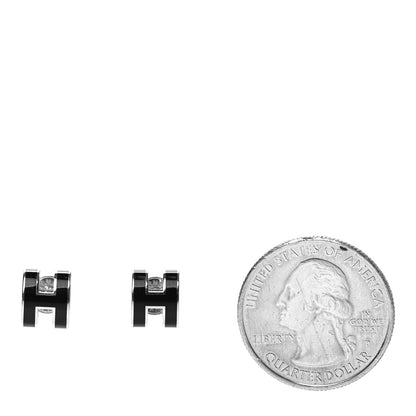 Hermes Palladium Lacquered Mini Pop H Earrings Black 2 of 4