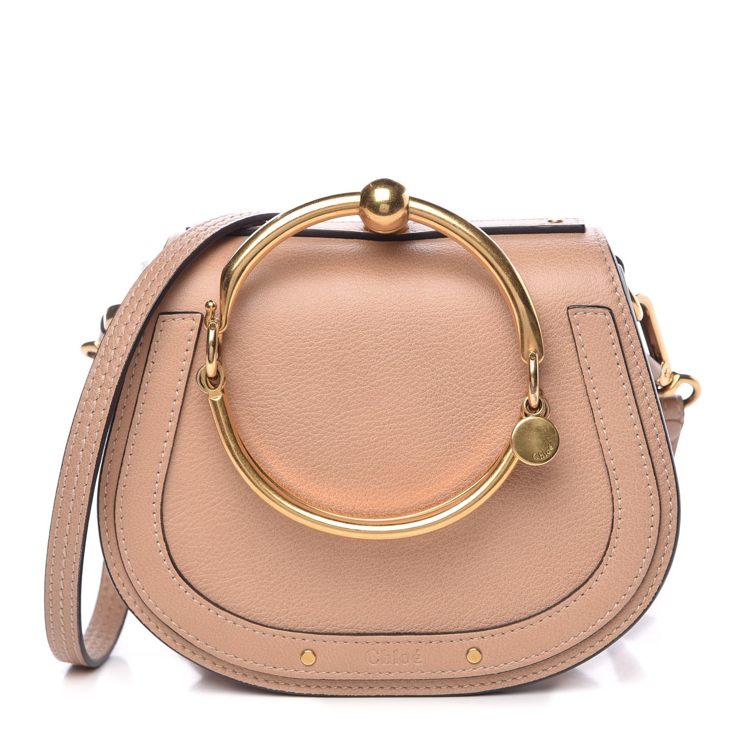 Calfskin Suede Small Nile Bracelet Bag Biscotti Beige