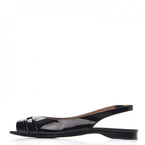 Hermes Patent Surprise Slingback Flats 37.5 Black 1 of 8