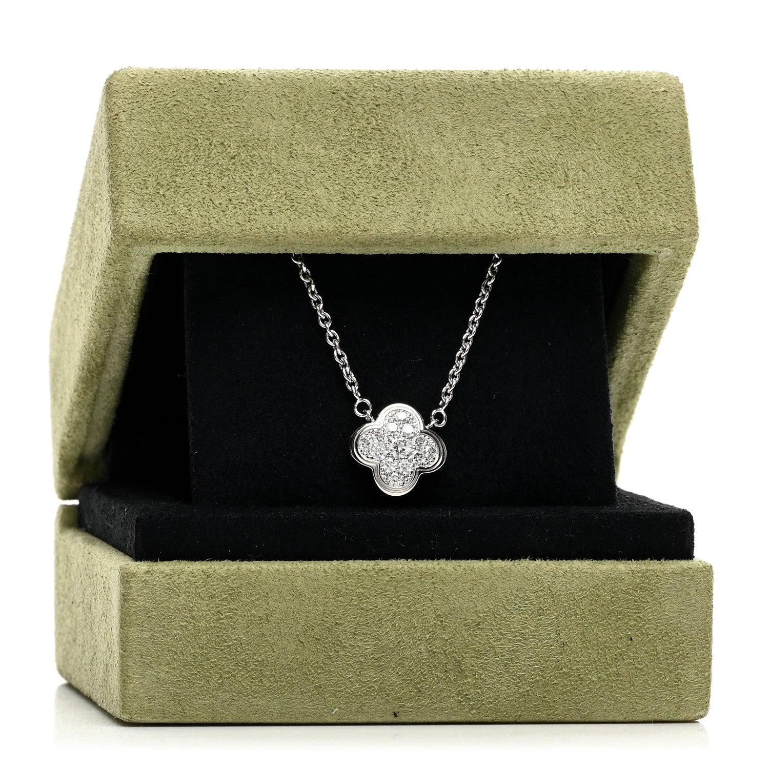 Van Cleef & Arpels 18K White Gold Diamond Pure Alhambra Pendant Necklace 6 of 6