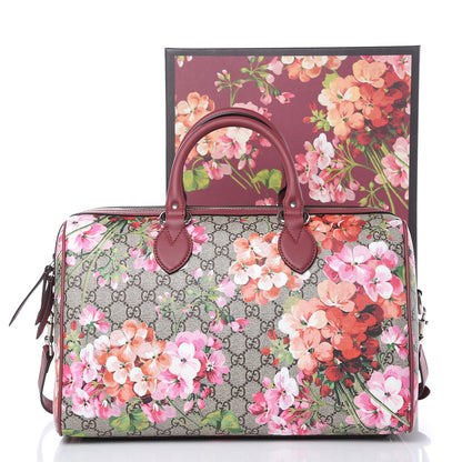 Gucci GG Supreme Monogram Blooms Medium Boston Beige Multicolor Dry Rose 10 of 10