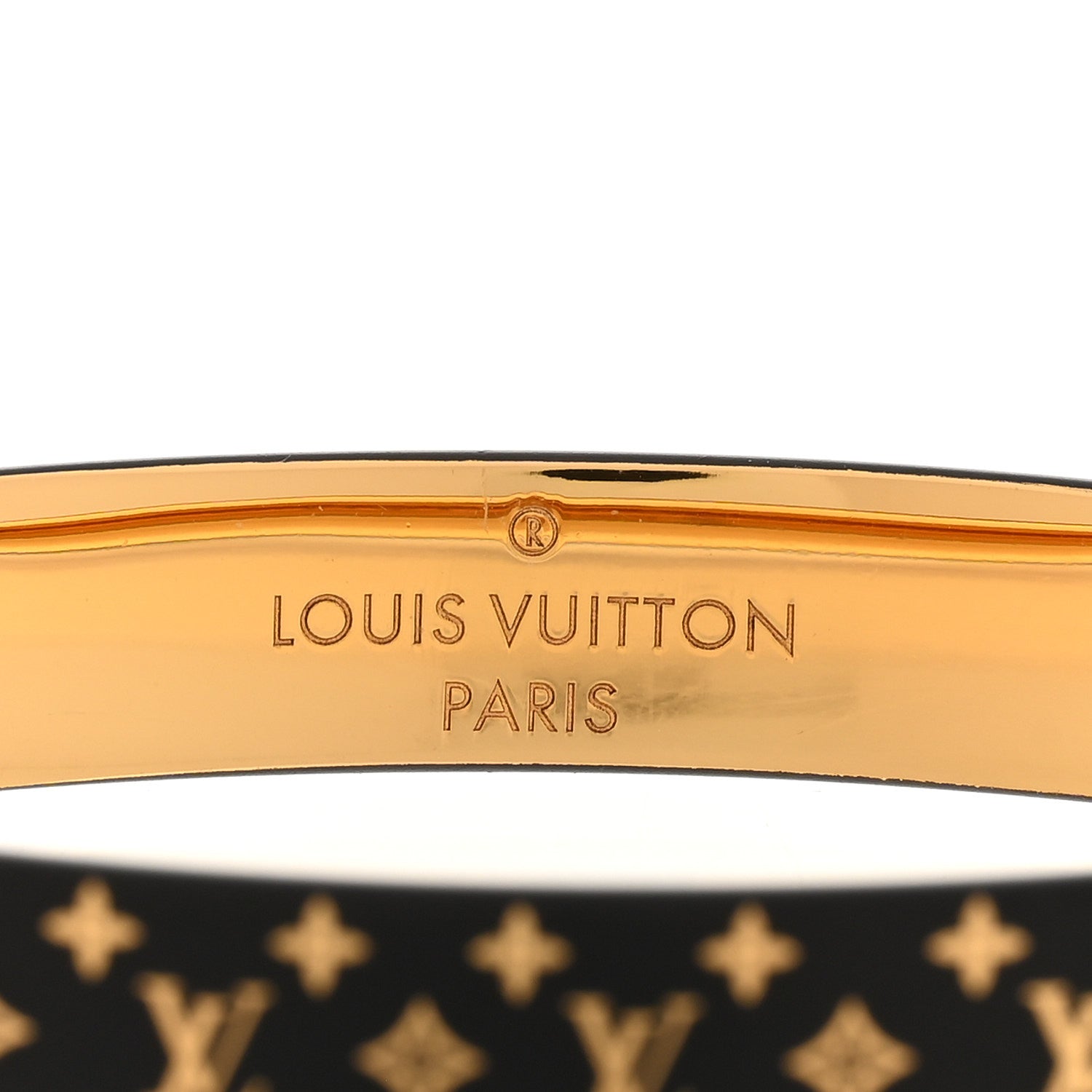 Louis Vuitton Monogram Nanogram Cuff S Black Gold 4 of 7