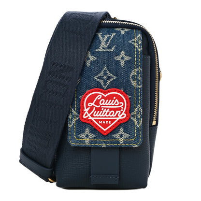 Louis Vuitton X NIGO Denim Monogram Flat Double Phone Pouch 1 of 9