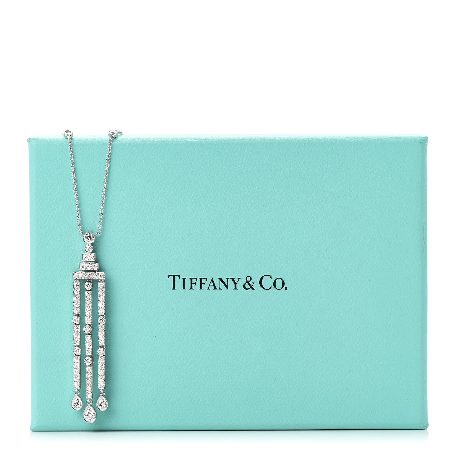 Platinum Diamond Jazz Triple Bar Drop Pendant Necklace