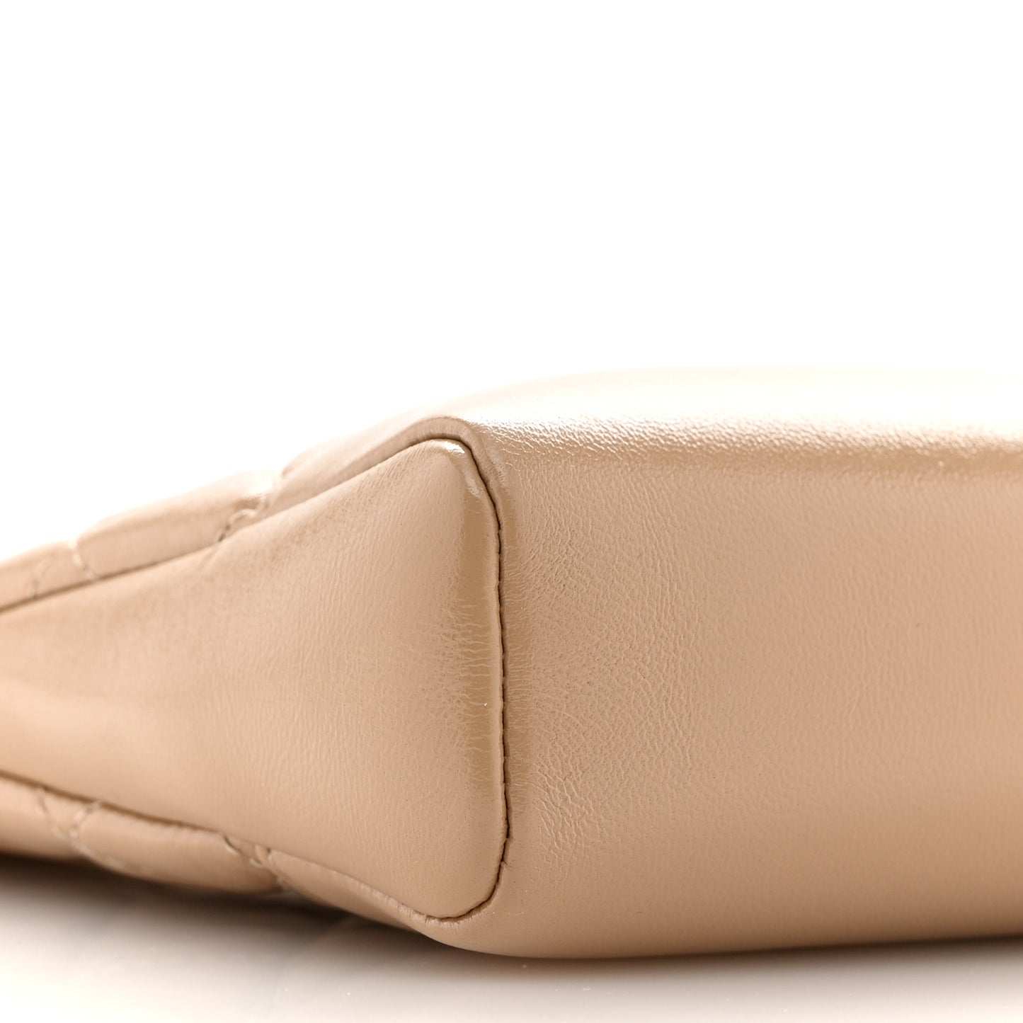 Shiny Crumpled Calfskin Quilted Mini 31 Shopping Bag Dark Beige
