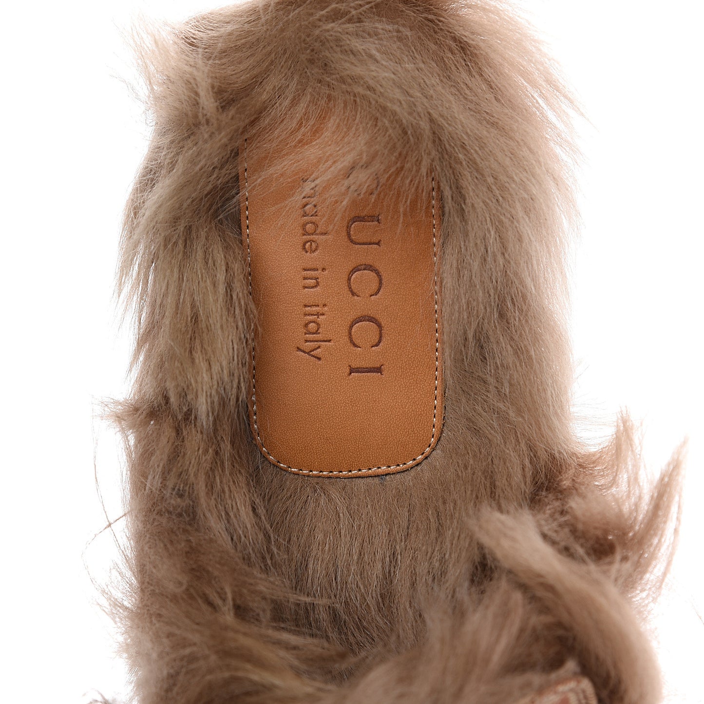 GG Monogram Fur Mens Princetown Slippers 8 Beige Ruggine Rust