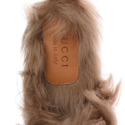 Gucci GG Monogram Fur Mens Princetown Slippers 8 Beige Ruggine Rust 6 of 8