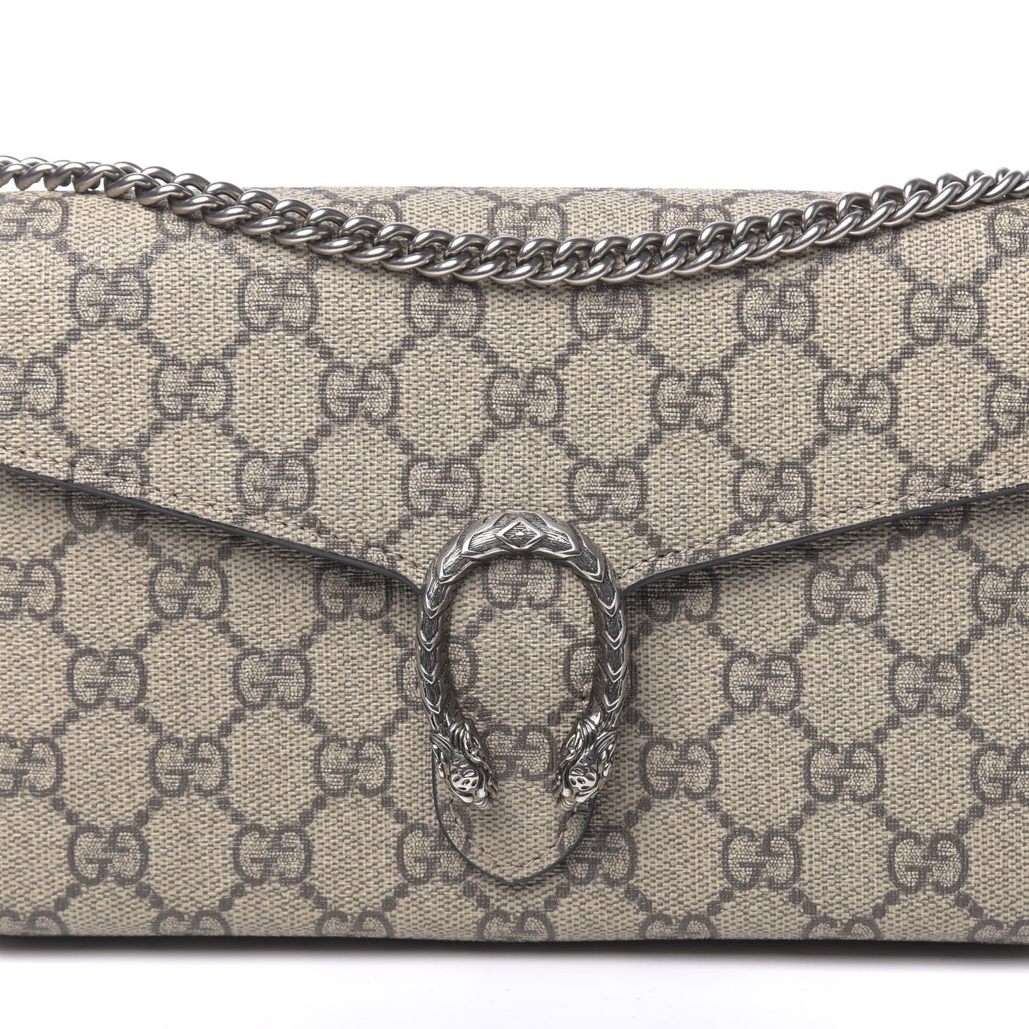GG Supreme Monogram Mini Dionysus Chain Wallet Beige Black