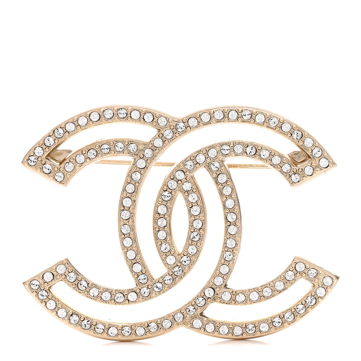 Crystal CC Brooch Light Gold