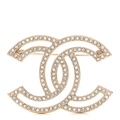Chanel Crystal CC Brooch Light Gold 1 of 3