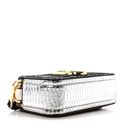 Marc Jacobs Calfskin Snake Embossed Snapshot Camera Bag Black White Silver 4 of 10