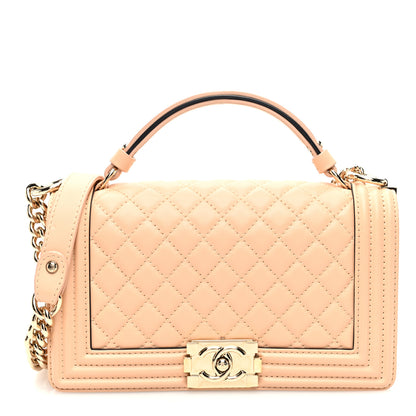 Chanel Calfskin Quilted Medium Top Handle Boy Flap Beige Clair 1 of 10