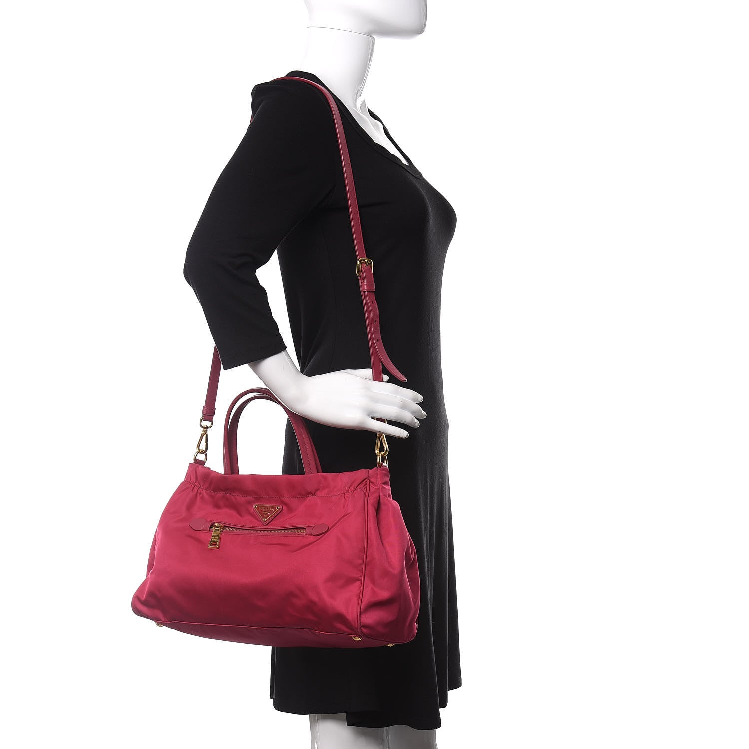 Prada Tessuto Nylon Saffiano Tote Ibisco 2 of 12