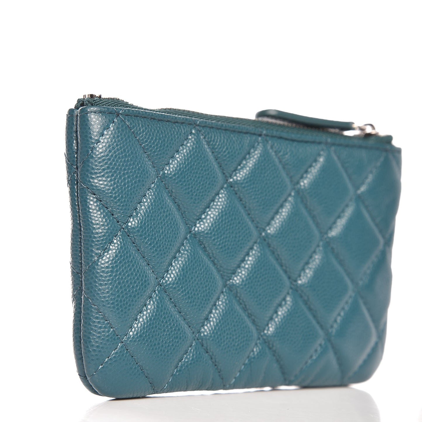 Caviar Quilted Small Cosmetic Case Dark Turquoise