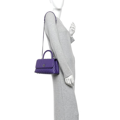 Chanel Caviar Chevron Quilted Mini Coco Handle Flap Purple 2 of 10