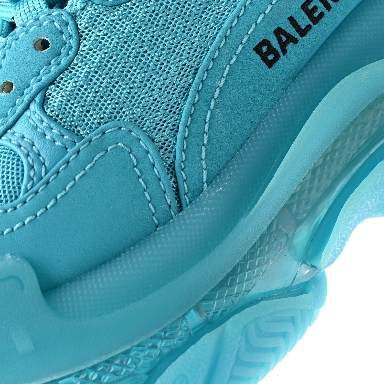 Balenciaga Fabric Mesh Clear Sole Womens Triple S Sneakers 35 Turquoise 10 of 11