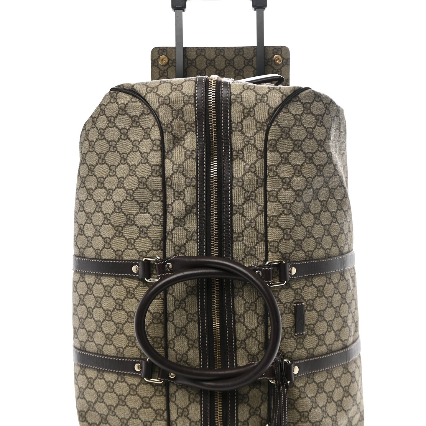 GG Plus Monogram Large Carry On Duffle Trolley Beige Ebony Cocoa Dark Chocolate