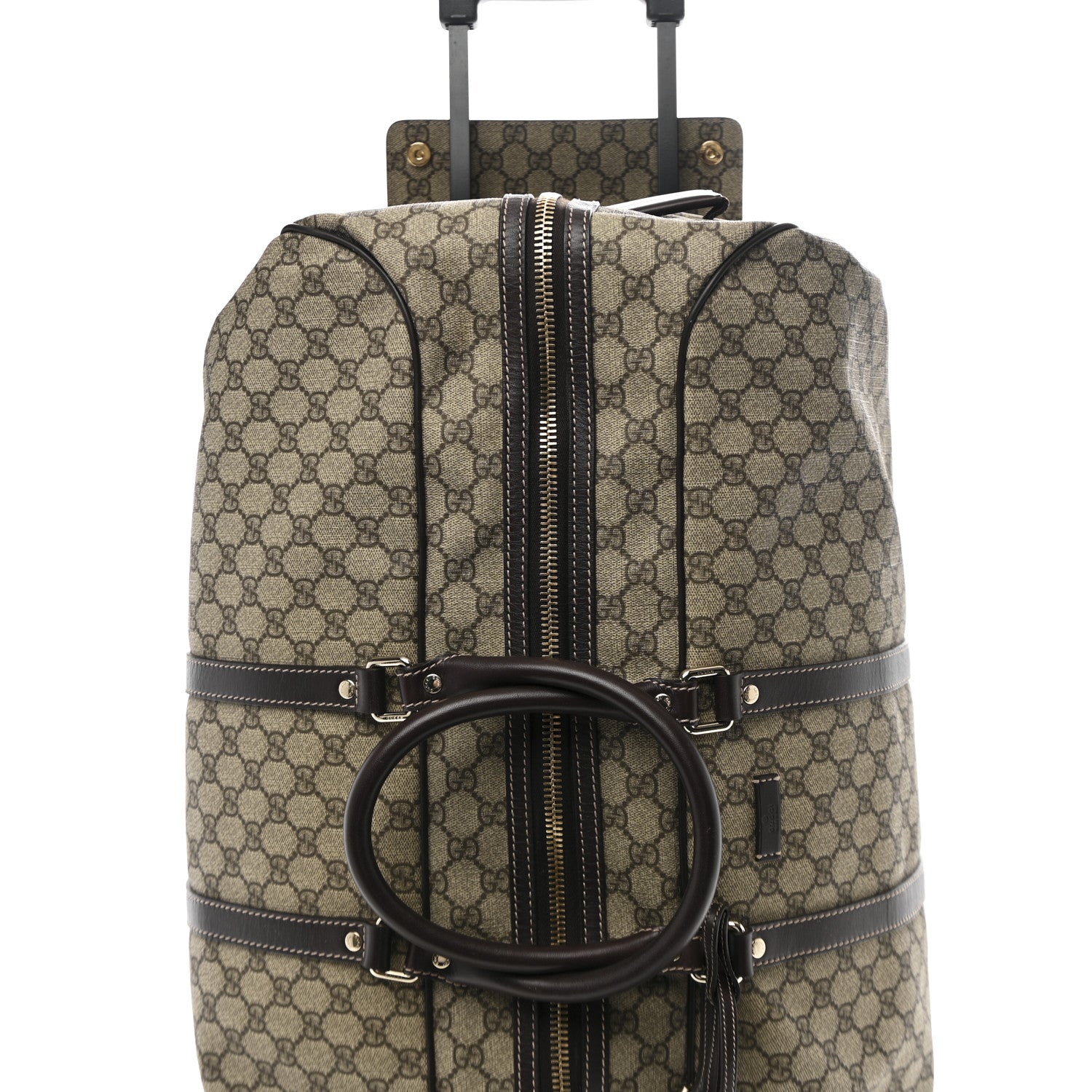 Gucci GG Plus Monogram Large Carry On Duffle Trolley Beige Ebony Cocoa Dark Chocolate 10 of 14