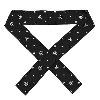 Chanel Silk CC Polka Dot Slim Bandeau Scarf Black Silver 1 of 3