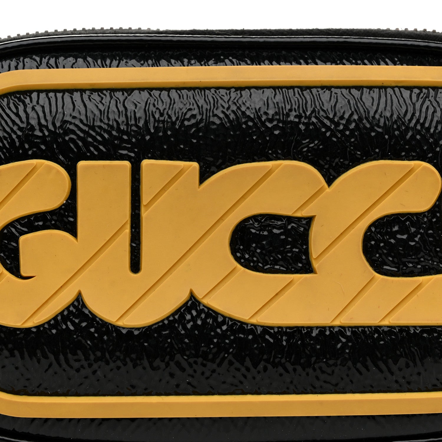 Gucci Patent Rubber Game Patch Logo Belt Bag 95 38 Black 8 of 15