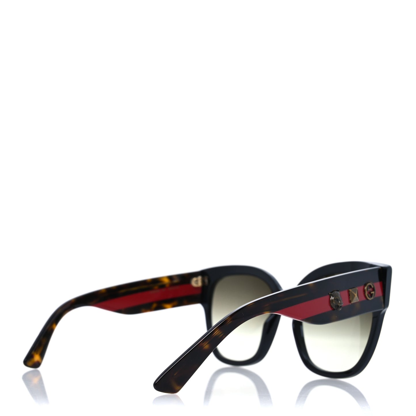 Acetate Square Frame Web Sunglasses GG0059S Black Tortoise