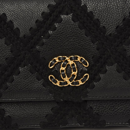 Chanel Calfskin Crochet 19 Wallet On Chain WOC Black 11 of 13