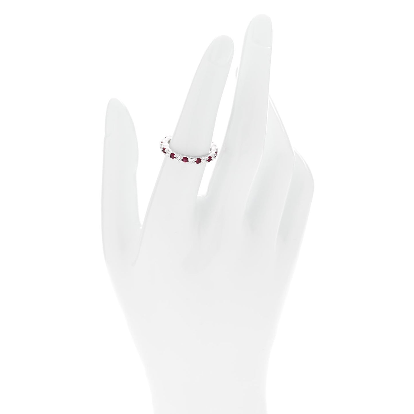 Platinum Diamond Ruby Prong Set Wedding Band Ring 53 6.25