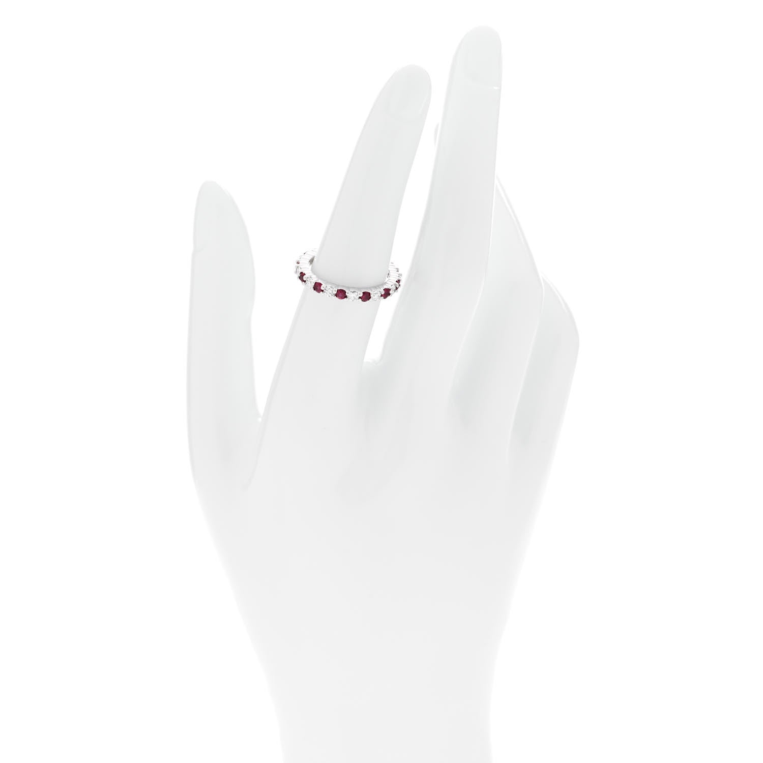 Harry Winston Platinum Diamond Ruby Prong Set Wedding Band Ring 53 6.25 2 of 4