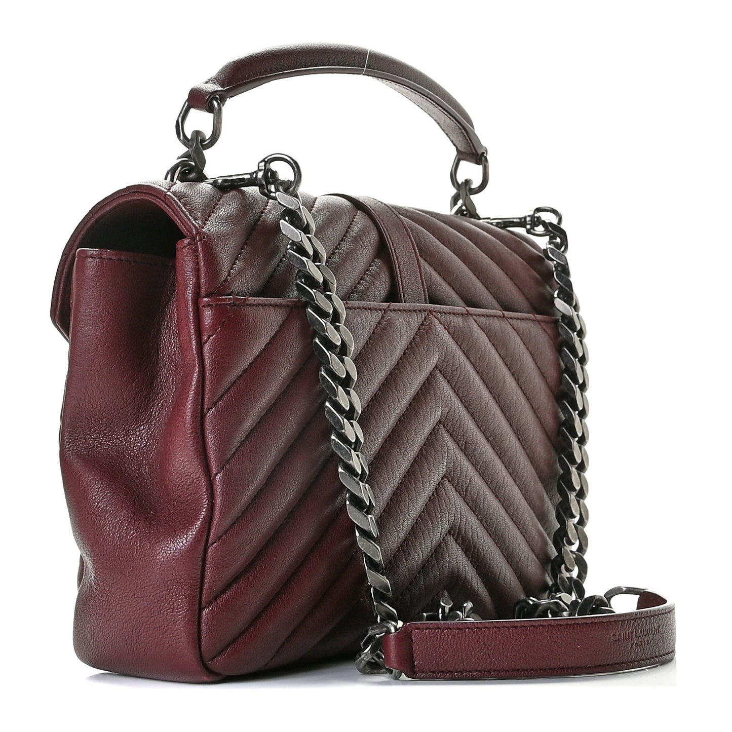Sheepskin Matelasse Chevron Monogram Medium College Bag Rouge Legion
