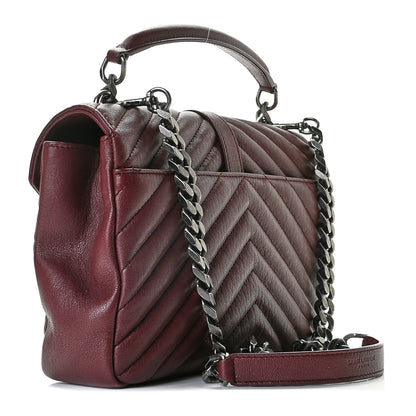 Saint Laurent Sheepskin Matelasse Chevron Monogram Medium College Bag Rouge Legion 2 of 8