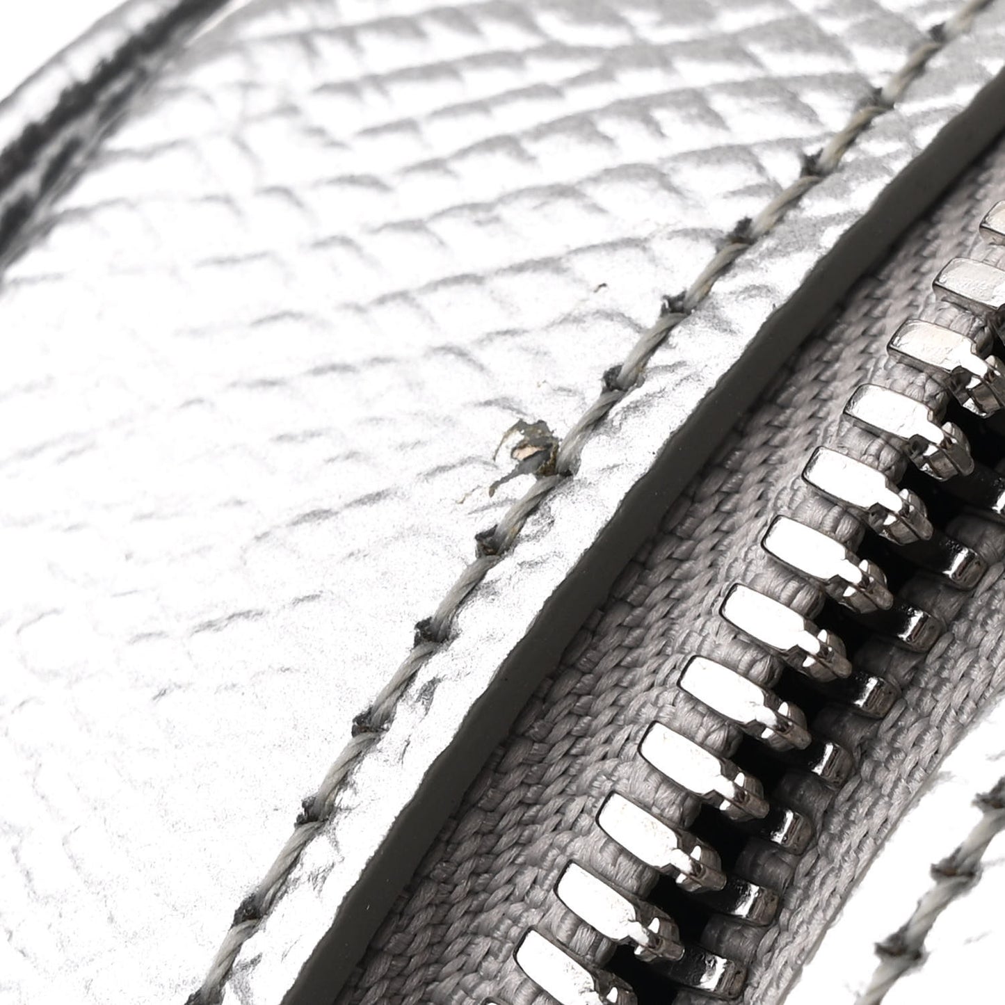 Laminated Grained Calfskin Medium Briefcase Silver