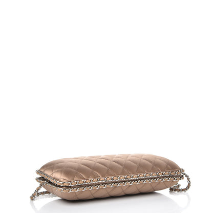 Chanel Satin Quilted Chain Around Clutch Beige 4 of 9