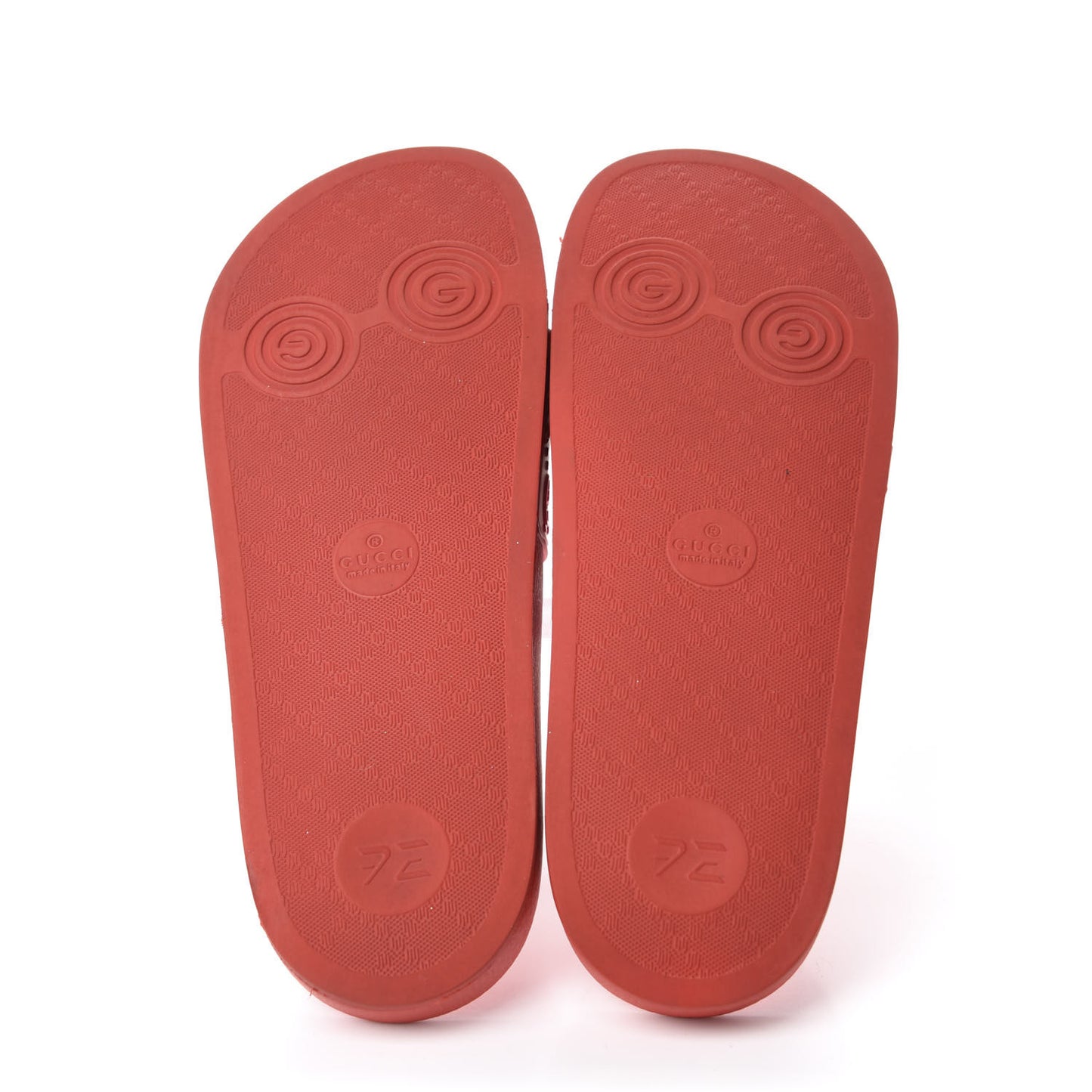 Rubber GG Monogram Mens Slide Sandals 9 Hibiscus Red