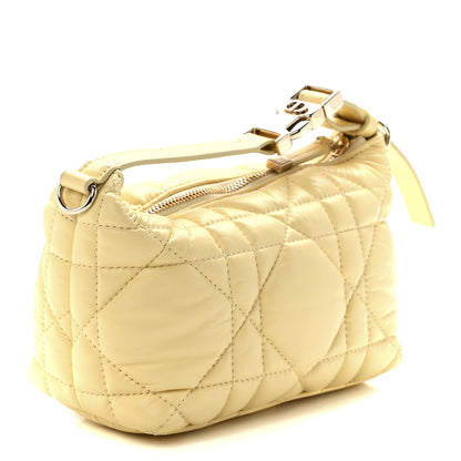 Christian Dior Calfskin Macrocannage Small Diortravel Nomad Pouch Pale Yellow 3 of 11
