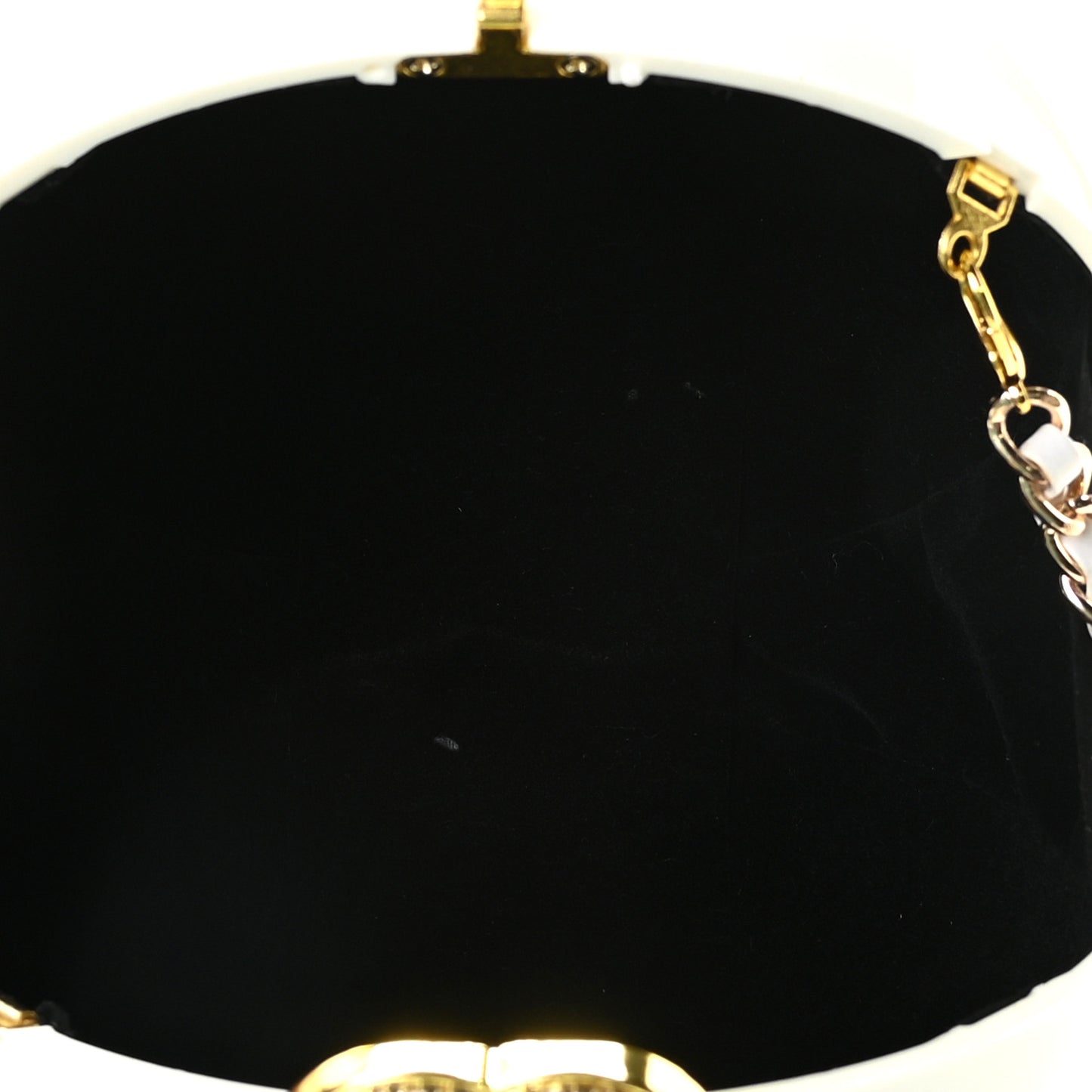 Plexiglass Pearl CC Minaudiere Clutch White
