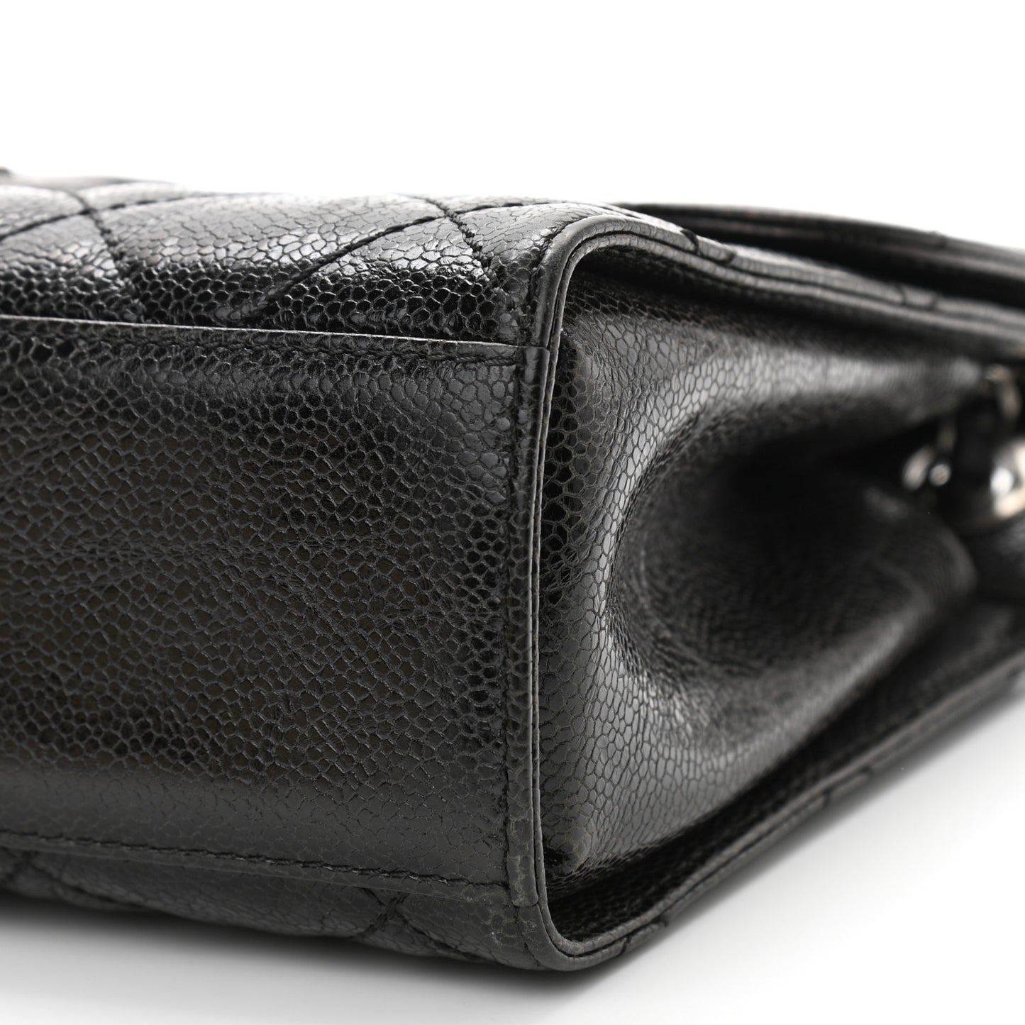 Crumpled Grained Calfskin Medium CC Crave Flap Black
