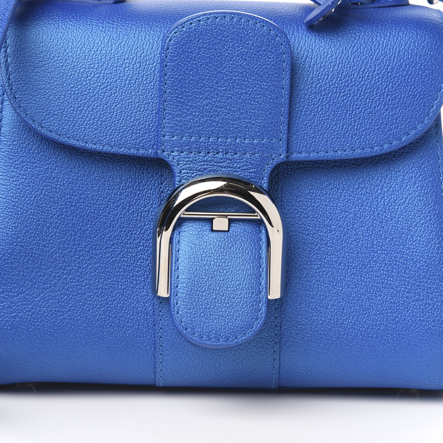 Metallic Grained Calfskin Mini Brillant Satchel Satin Electric