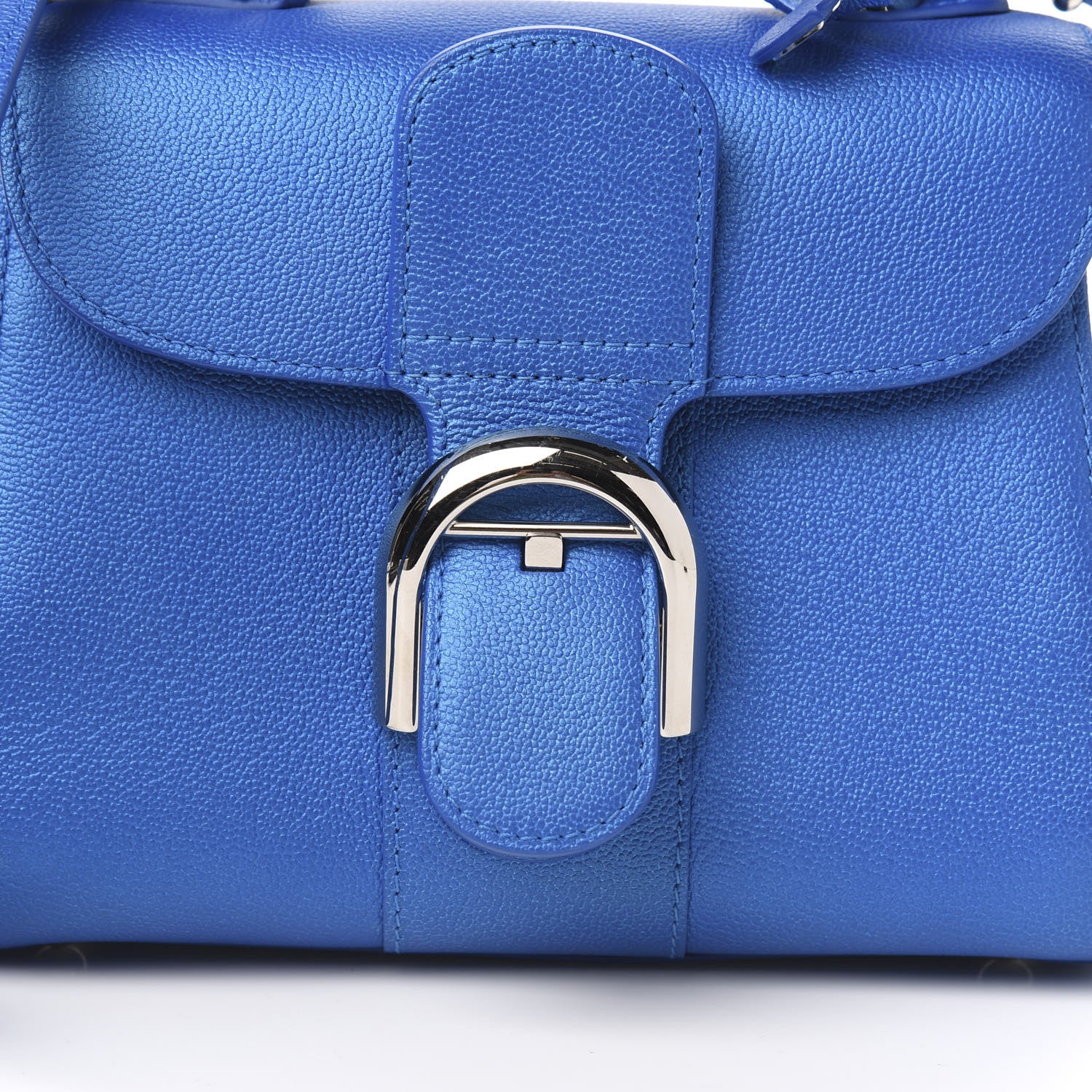 Delvaux Metallic Grained Calfskin Mini Brillant Satchel Satin Electric 10 of 10