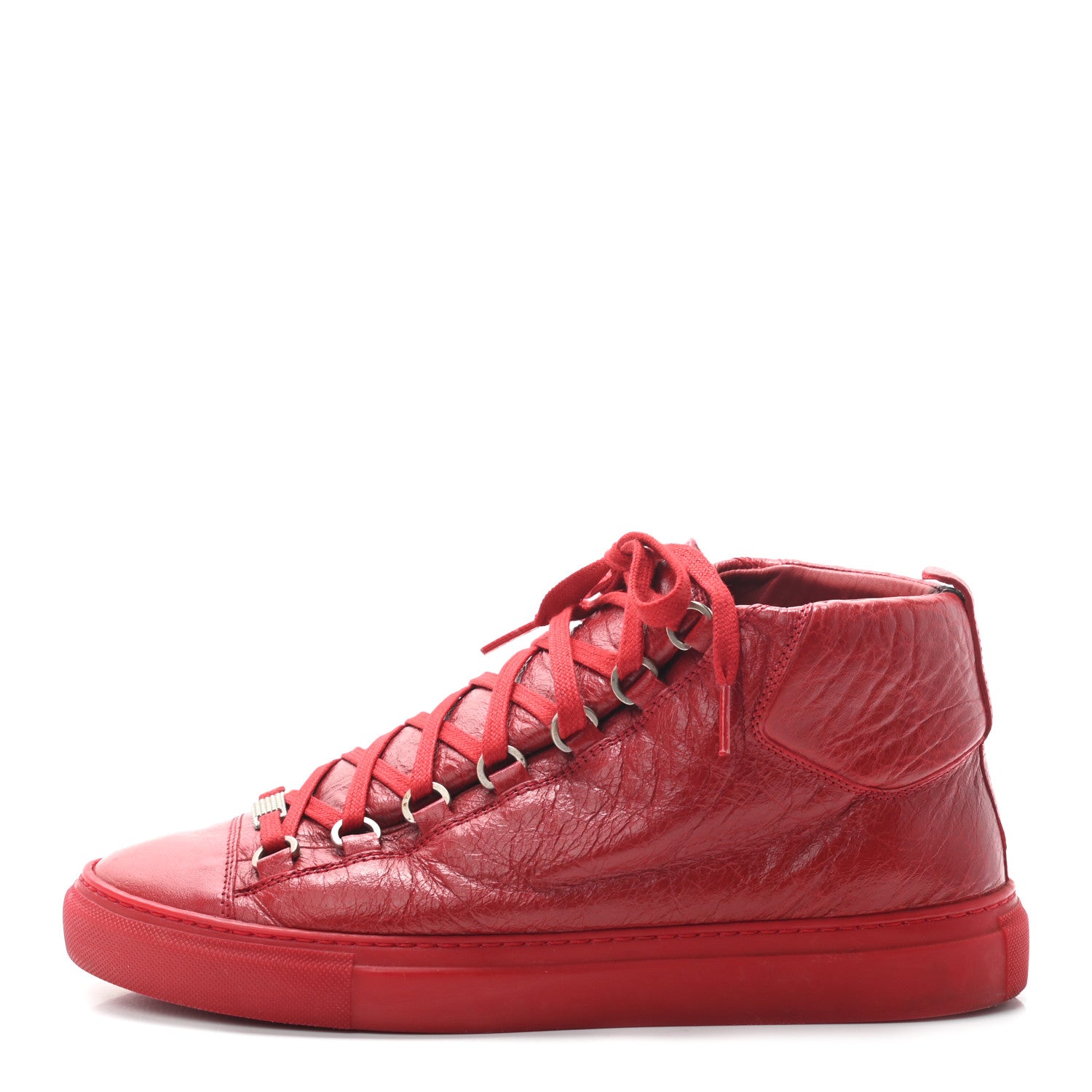 Balenciaga Crinkled Calfskin Womens Arena Sneaker 40 Rouge Grenade 1 of 8