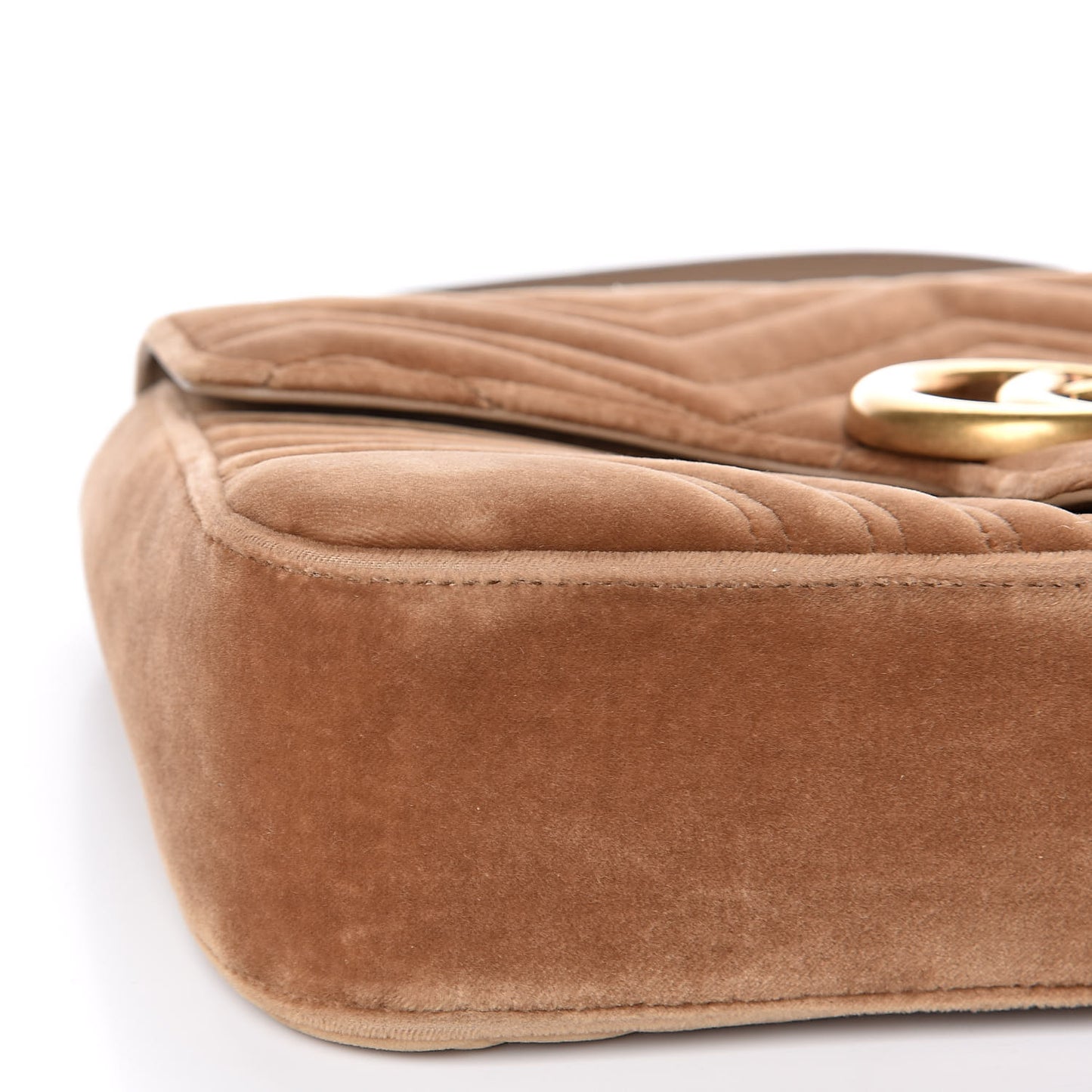 Velvet Matelasse Medium GG Marmont Shoulder Bag Taupe