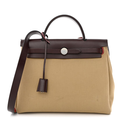 Hermes Toile Officier Vache Hunter Verso Herbag Zip PM 31 Rouge Sellier Trench Bleu Tempete 3 of 12