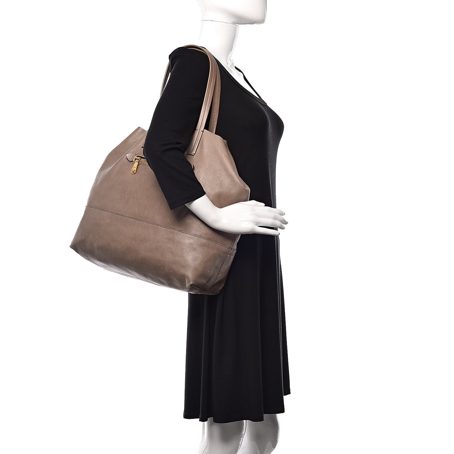 Vitello New Calfskin Shopping Tote Pietra